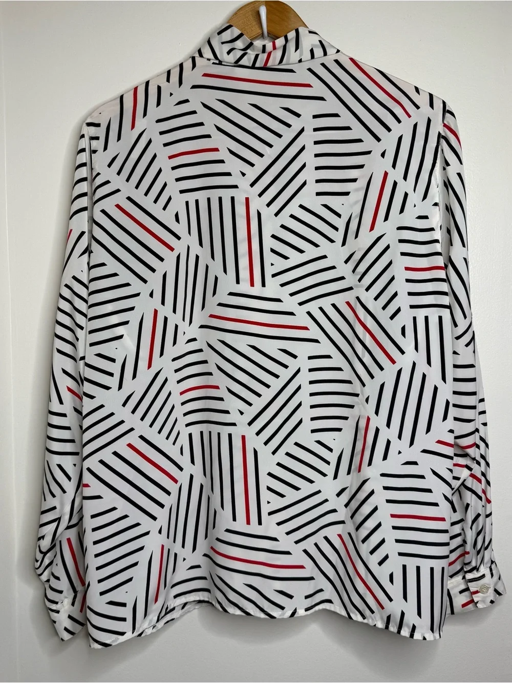 Vintage 80s Alfred Dunner Secretary Blouse Top Women’s Sz 22W Neck Bow Abstract